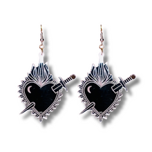 Load image into Gallery viewer, Corazon Valiente Silver Acrylic Earrings
