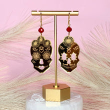 Load image into Gallery viewer, Sugar Skull Catrina Gold Acrylic Earrings