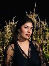 Load image into Gallery viewer, Sugar Skull Catrina Gold Acrylic Earrings