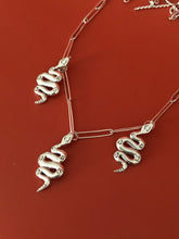 Load image into Gallery viewer, 3 Rising Serpent Silver Necklace