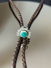 Load image into Gallery viewer, Quetzalcoatl Bolo Tie Sterling Silver and Mocha Leather