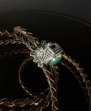 Load image into Gallery viewer, Quetzalcoatl Bolo Tie Sterling Silver and Mocha Leather