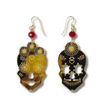 Load image into Gallery viewer, Sugar Skull Catrina Gold Acrylic Earrings