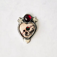 Load image into Gallery viewer, Mexican Fire Opal and Garnet Cosmic Heart Ring

