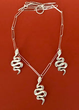 Load image into Gallery viewer, 3 Rising Serpent Silver Necklace