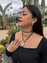 Load image into Gallery viewer, Rising Serpent Bolo Tie Sterling Silver Black Leather