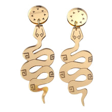 Load image into Gallery viewer, Rising Serpents Gold  Acrylic Earrings