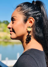 Load image into Gallery viewer, Rising Serpent Black and Gold Acrylic Earrings