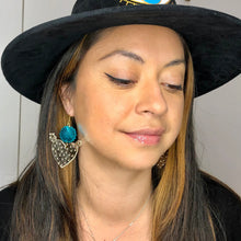 Load image into Gallery viewer, Poderosa Heart Cactus Earrings Bronze and Teal Acrylic
