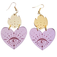 Load image into Gallery viewer, Cosmic Corazones Rose Gold and Gold Acrylic Earrings