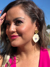 Load image into Gallery viewer, Protection Corazones Ivory Hand Painted Earrings