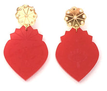 Load image into Gallery viewer, Protection Corazon Red Acrylic Earrings