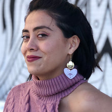 Load image into Gallery viewer, Cosmic Corazones Rose Gold and Gold Acrylic Earrings