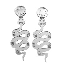 Load image into Gallery viewer, Rising Serpents Silver Acrylic Earrings