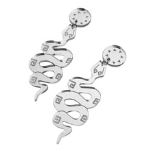 Load image into Gallery viewer, Rising Serpents Silver Acrylic Earrings