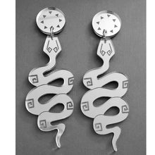 Load image into Gallery viewer, Rising Serpents Silver Acrylic Earrings