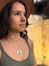 Load image into Gallery viewer, Desert Brass Medallion Turquoise Heart Cactus
