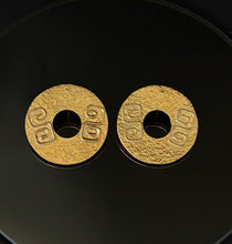 Load image into Gallery viewer, Gold Disk Portal Earrings in 24k Gold Plated Bronze
