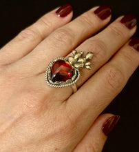 Load image into Gallery viewer, Desert Heart Bloom Garnet Silver and Bronze Ring
