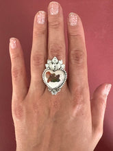 Load image into Gallery viewer, Blooming Lotus 7 Sterling Silver and Mexican Fire Heart Opal
