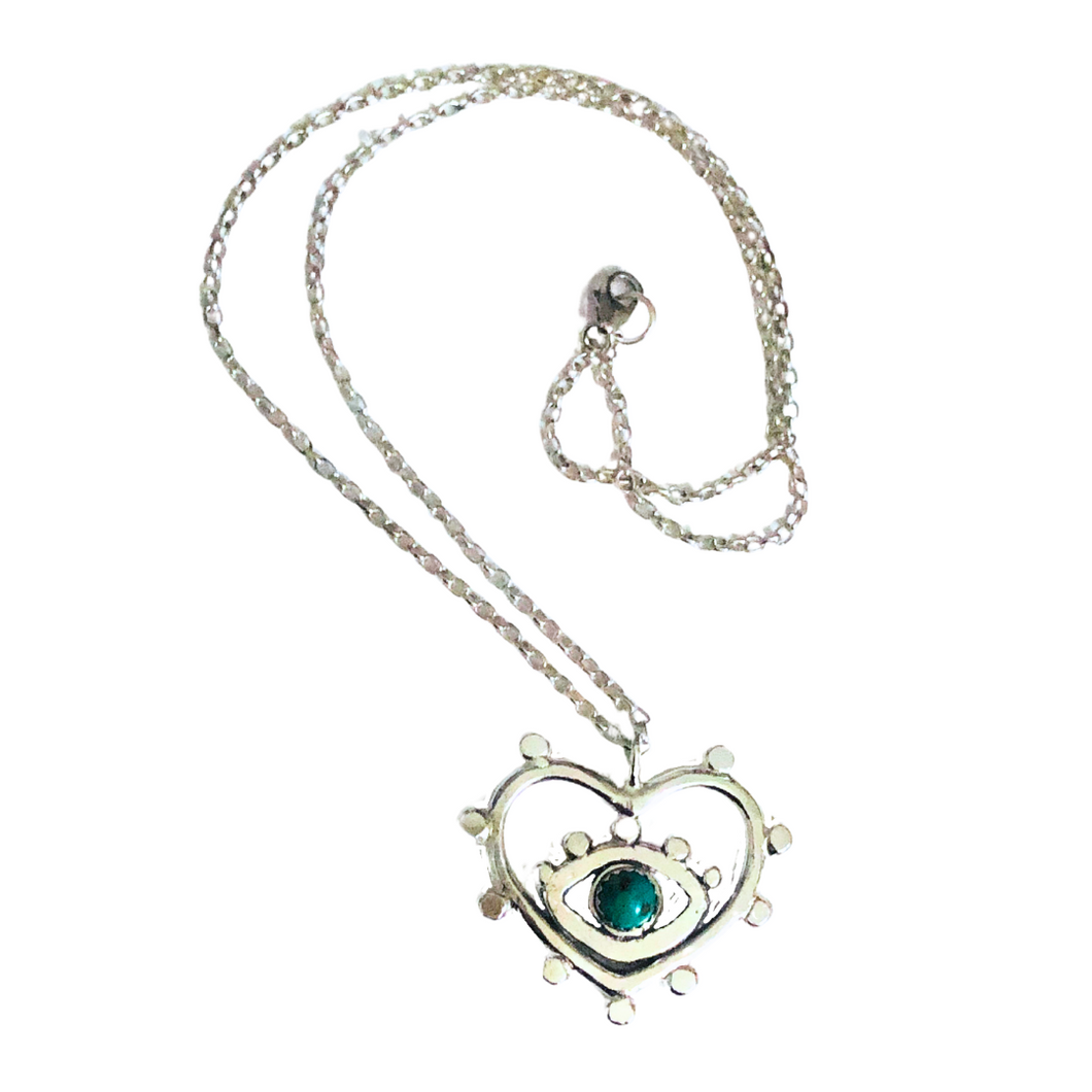 Eye Heart Me Sterling Silver Necklace and Turquoise