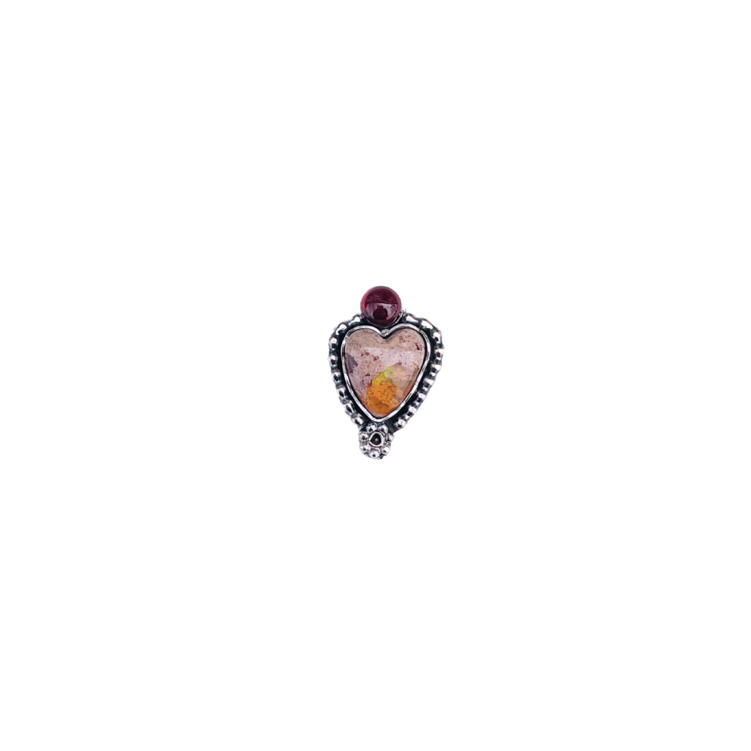 Small Fire Opal and Garnet Cosmic Heart Ring 1