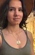 Load image into Gallery viewer, Desert Brass Medallion She Wolf and Moon Stone

