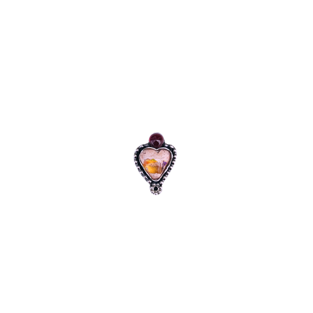Small Fire Opal and Garnet Cosmic Heart Ring 2