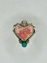 Load image into Gallery viewer, Pink in Love Rhodochrosite and Turquoise Silver Ring - Size 8
