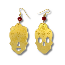 Load image into Gallery viewer, Sugar Skull Catrina Gold Acrylic Earrings
