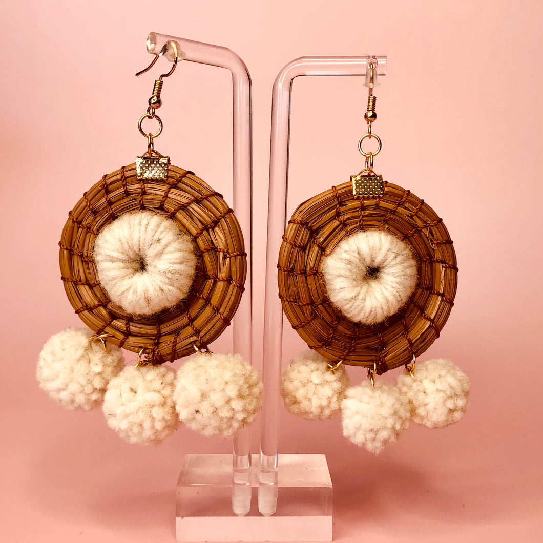 Teotitlan Palm and wool earrings - Clasica