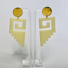 Load image into Gallery viewer, Mitla Mosaic Ivory and Gold Acrylic Earrings

