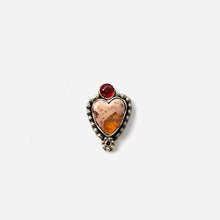 Load image into Gallery viewer, Small Fire Opal and Garnet Cosmic Heart Ring 1
