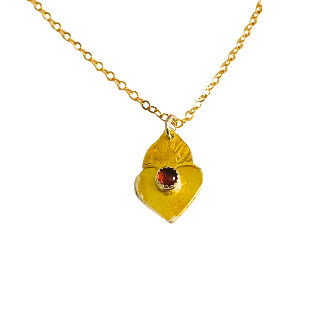 Amorcito Heart Necklace 24k Yellow Gold Leaf on Sterling Silver