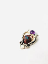 Load image into Gallery viewer, Mexican Fire Opal and Amethyst Cosmic Heart 3
