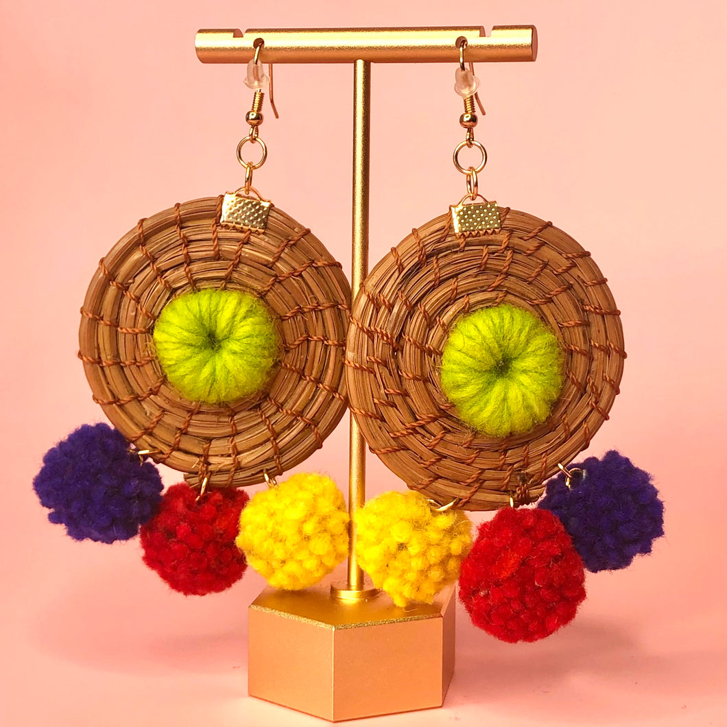 Teotitlan Palm and wool earrings - Feliz
