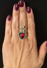 Load image into Gallery viewer, Desert Heart Bloom Garnet Silver and Bronze Ring
