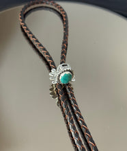 Load image into Gallery viewer, Quetzalcoatl Bolo Tie Sterling Silver and Mocha Leather
