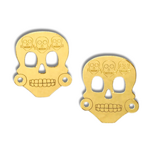 Load image into Gallery viewer, Mictlan Skull Gold Acrylic Earrings

