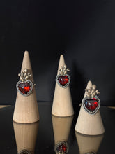 Load image into Gallery viewer, Desert Heart Bloom Garnet Silver and Bronze Ring
