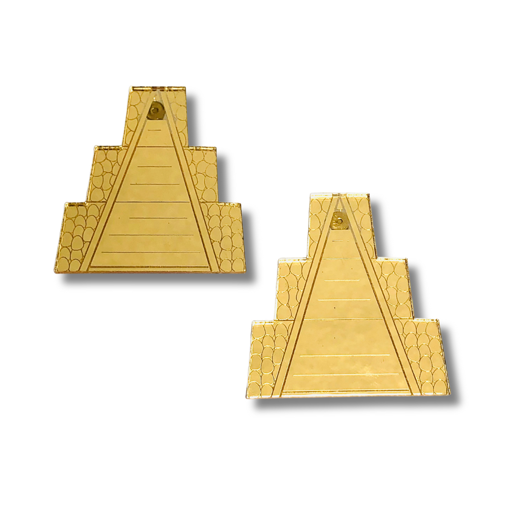 Goddess Temple Gold Acrylic Earrings