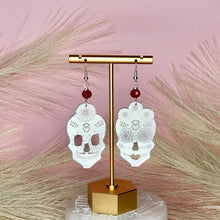 Load image into Gallery viewer, Sugar Skull Catrina Silver Acrylic Earrings
