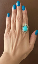 Load image into Gallery viewer, Cosmic Garden Amazonite Drop Silve Ring Size 8
