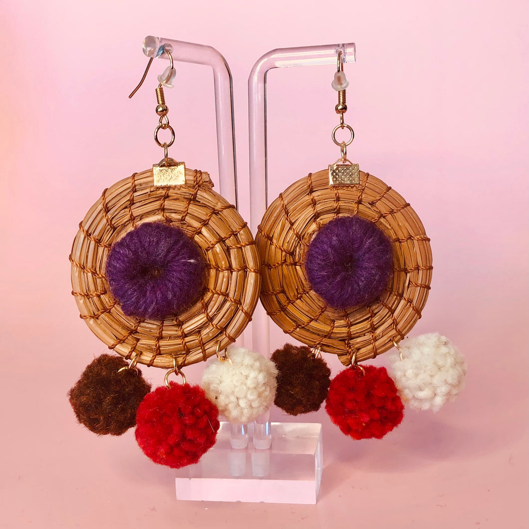 Teotitlan Palm and wool earrings - Coqueta