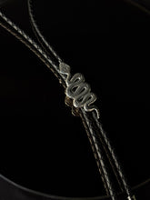Load image into Gallery viewer, Rising Serpent Bolo Tie Sterling Silver Black Leather
