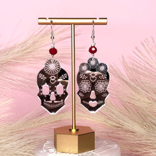 Load image into Gallery viewer, Sugar Skull Catrina Silver Acrylic Earrings
