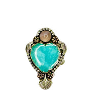 Load image into Gallery viewer, Blooming Corazon Amazonite and Rose Quartz Ring Size 5.75
