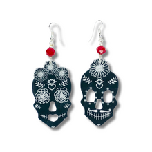 Load image into Gallery viewer, Sugar Skull Catrina Silver Acrylic Earrings
