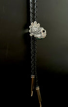 Load image into Gallery viewer, Quetzalcoatl Bolo Tie Sterling Silver and Black Leather
