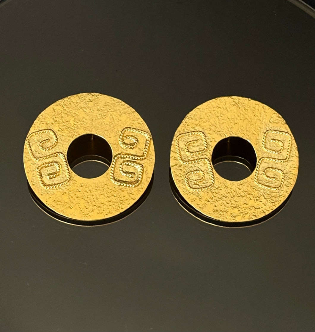 Gold Disk Portal Earrings in 24k Gold Plated Bronze